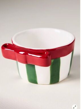 Anthropologie Dolomite Green Stripe Snack Nut Bowl